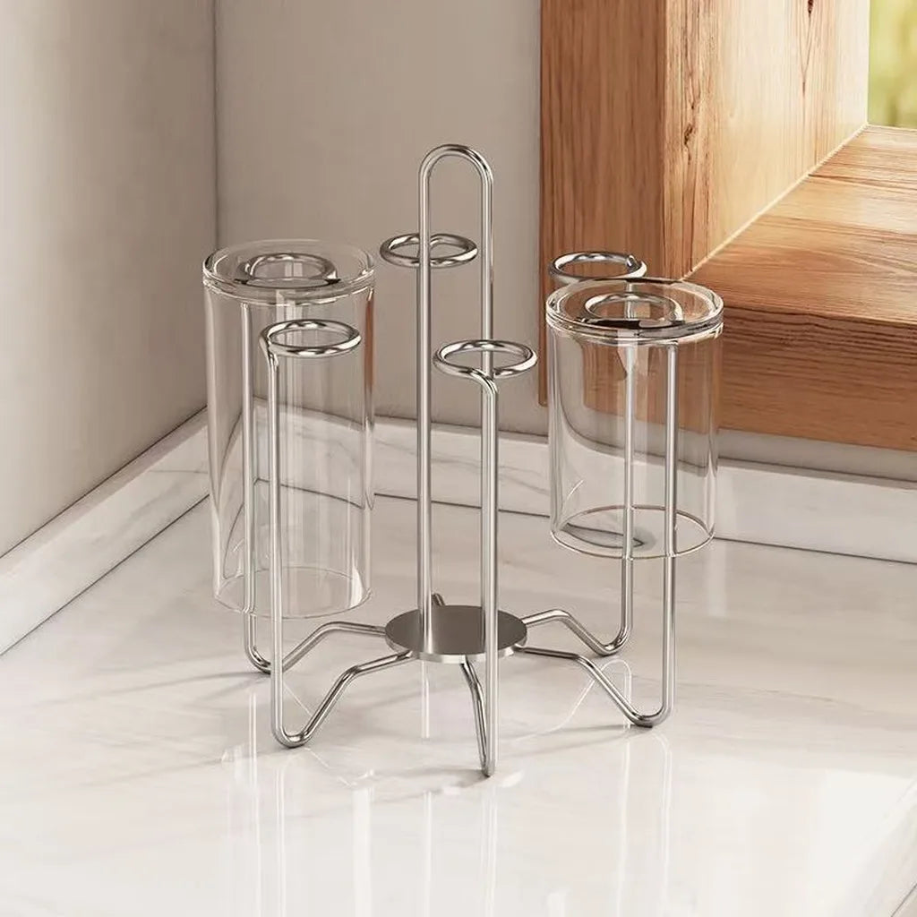 Stainless Steel Cup Drying Rack – Countertop Drainer Organizer