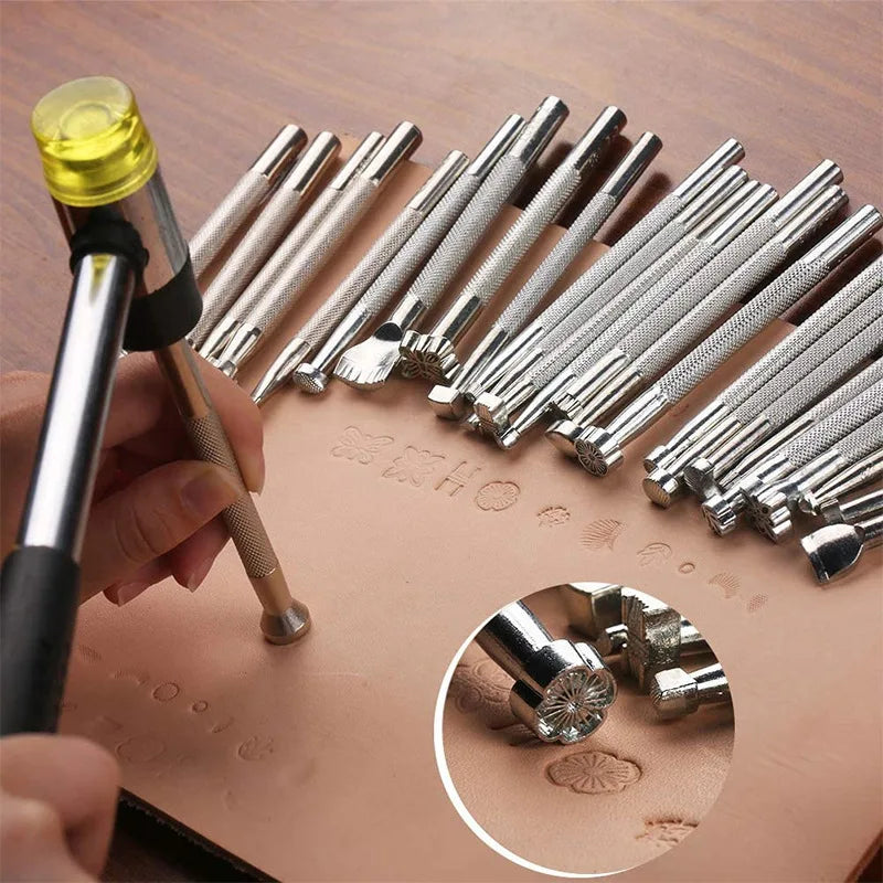 Craftsmanship DIY Leather Tools Leather Carving Printing Tools 20 piece set Printing Punching Leather Leather Bag Carving Knocki Zpaxo