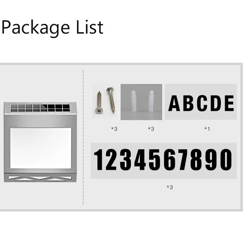 Solar Powered Door Sign Light Road Digital Stainless Steel House Zpaxo