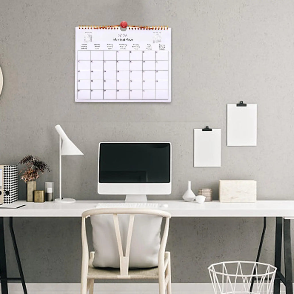 2026 Calendar Decorative Multilingual Coil Calendar 12 Month Modern Decorative Planner for Bedroom Dormitory Apartment Family Zpaxo
