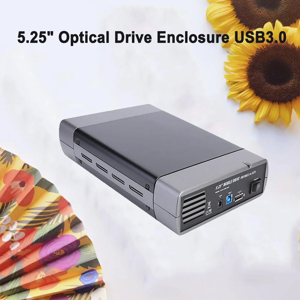 5.25inch External Hard Drive Enclosure USB3.0/2.0 To SATA Hard Disk Box Support DVD External Hard Drive Case 16 Speed Recording Zpaxo