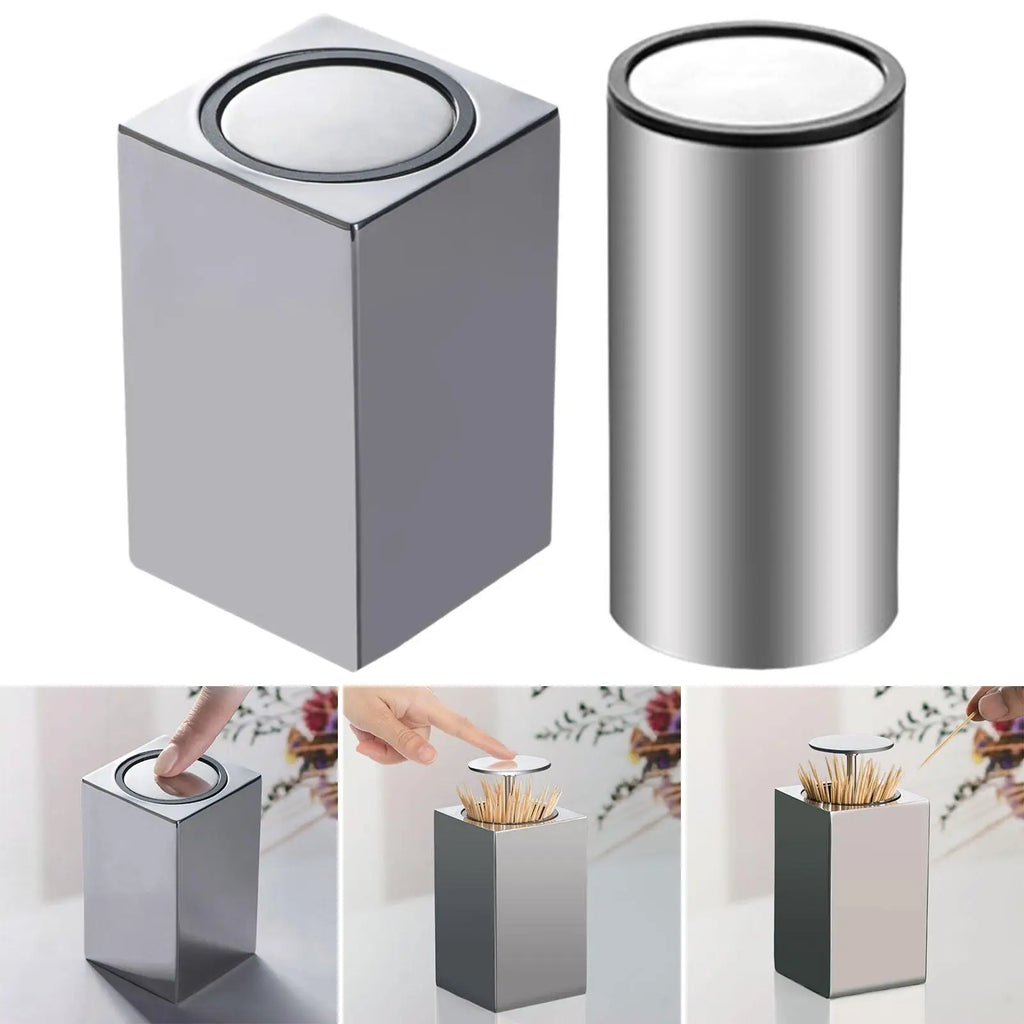 Stainless Steel Toothpick Holder Popup Modern Portable Toothpick Holder Dispenser for Home Dining Table Hotels Bars Cafes Zpaxo