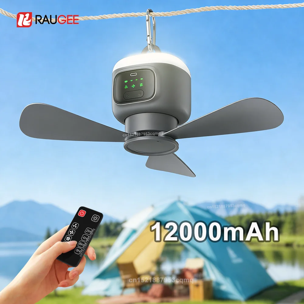 Portable Ceiling Fan 12000mAh Rechargeable Camping Outdoor Wireless