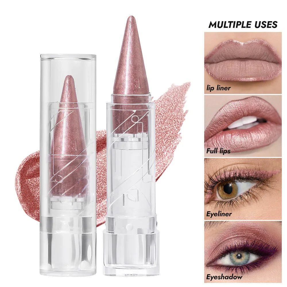 Pearlescent Brown Glitter Velvet Lipstick Metallic Waterproof Long Lasting Matte Shimmer Diamond Tapered Lip Stick Women Makeup Zpaxo