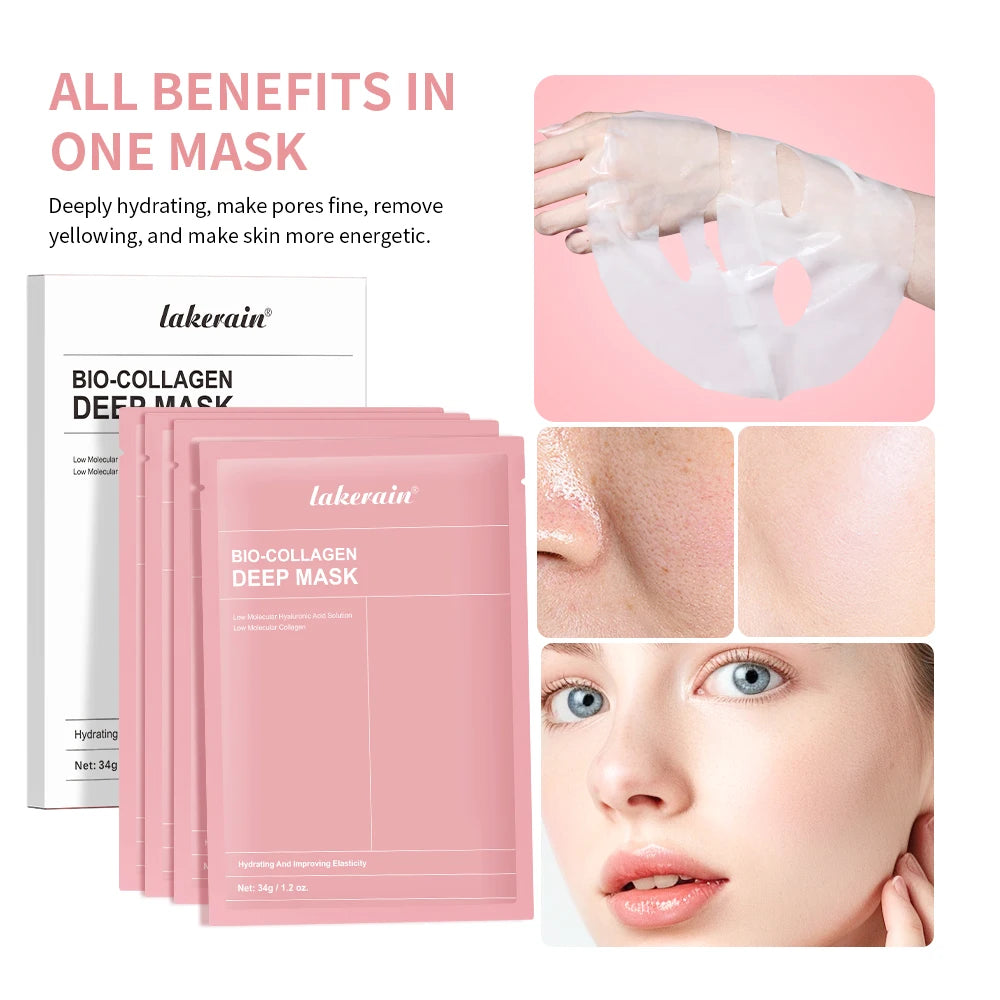12pcs Bio-Collagen Real Deep Mask Elasticity Improvement Brighten Skin Pore Minimizing Firming Radiance Anti-Aging Skincare Zpaxo