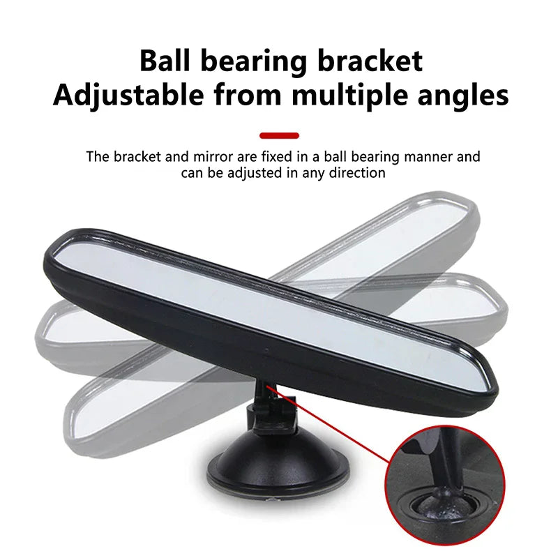 20CM Wide Flat Interior Rear View Mirror | 360° Suction Mount