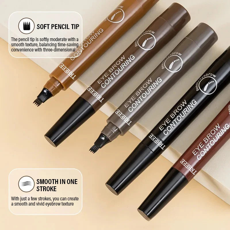 5 Colors Waterproof Eyebrow Pen 4 Split Tip Eyebrows Tattoo Pen Lasting Sweat Proof High Pigmented Liquid Black Brow Makeup Pen Zpaxo