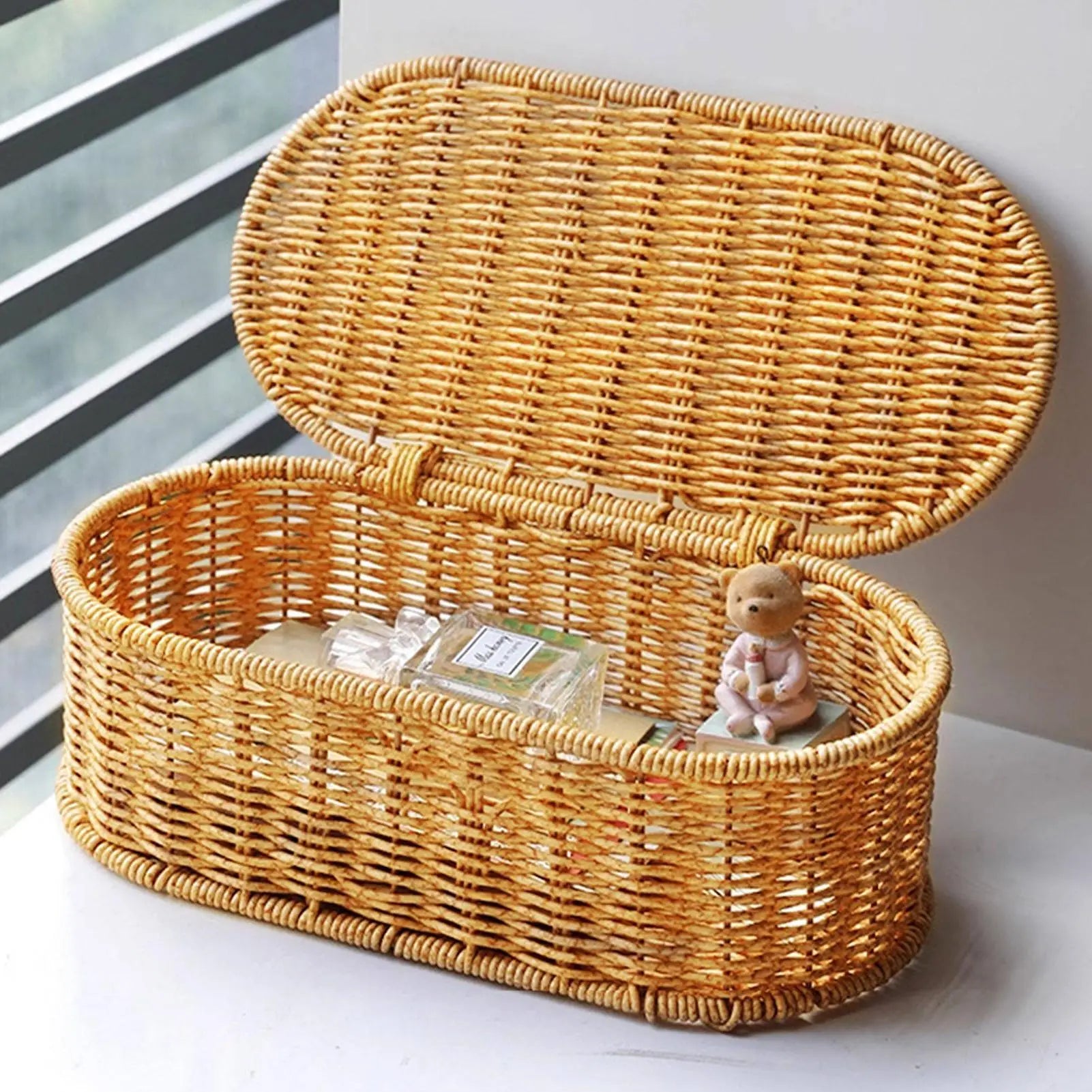 Organizing Baskets Lid Rustic Storage Organizer Dustproof Small