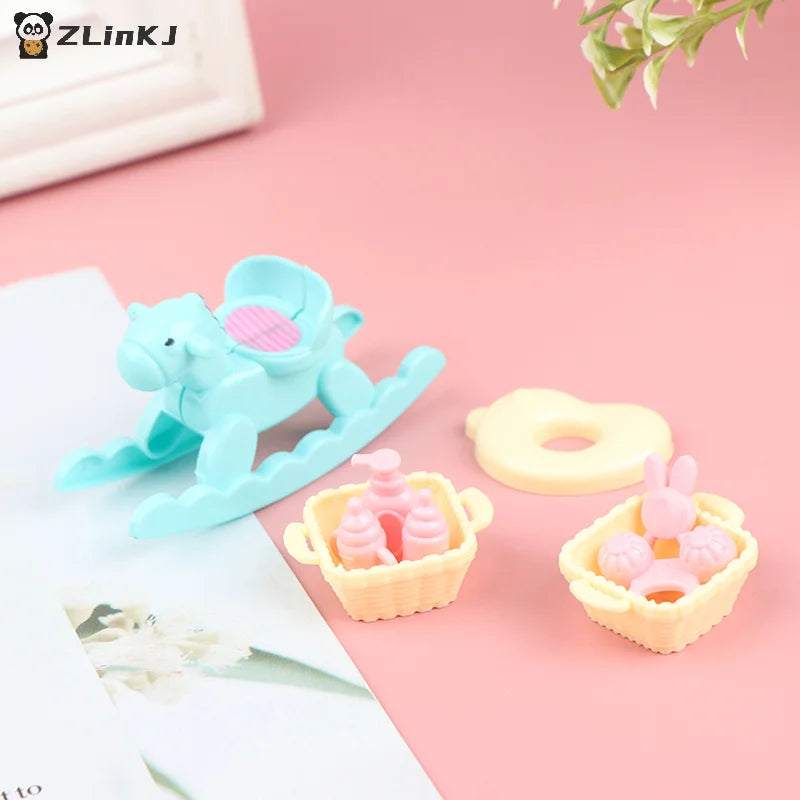 ▶1:6 Mini Small Plastic Rocking Horse Model Balance Horse Doll House Decoration Pretend Play House Toy Gift For Child Kid Girl Zpaxo