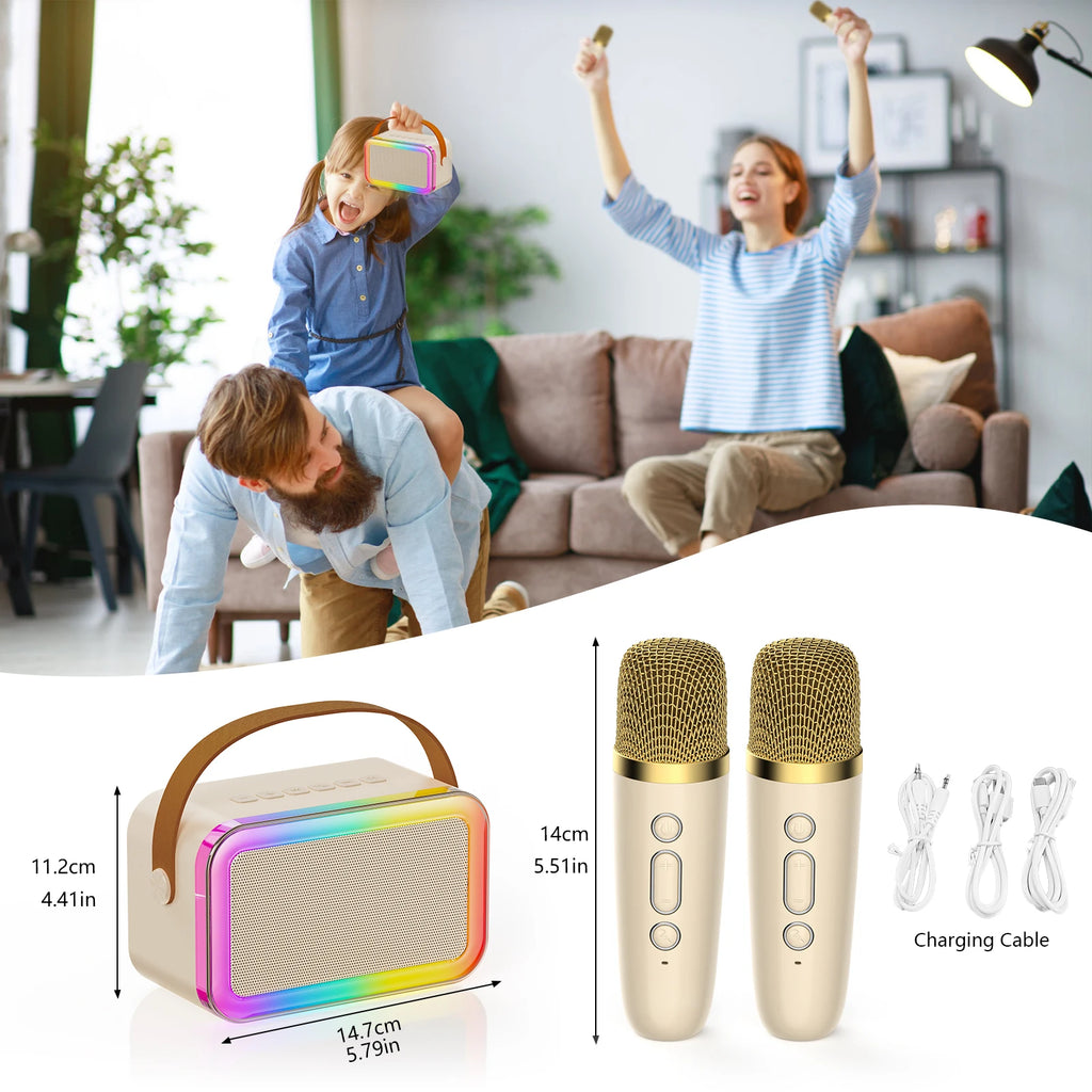Karaoke Machine Kids Adults Portable Bluetooth Speaker 2 Wireless