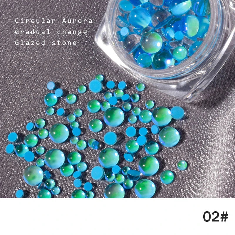 Candy Mermaid Round Clear Glass Crystal Bead Hemispherical 3D Nail Zpaxo 02