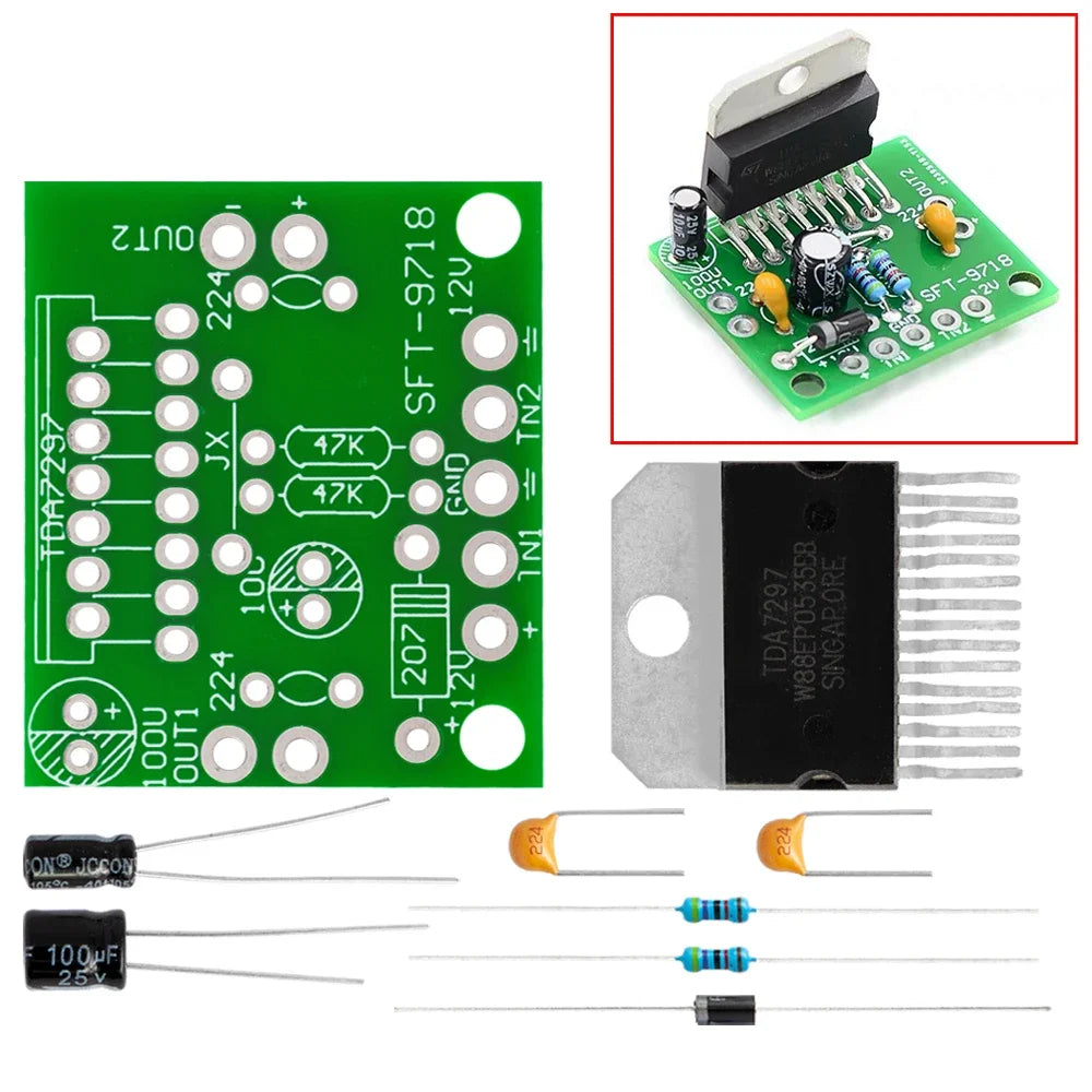 TDA7297 DC12V 2x15W Dual Channel Amplifier Board DIY Audio Amp Parts Zpaxo TDA7297