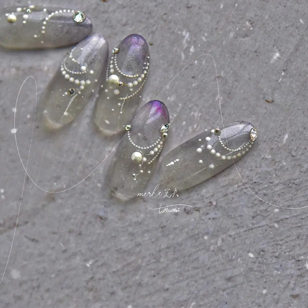 French Tips Nail Stickers 3D Pearl Lines Sliders Decals Manicure Zpaxo