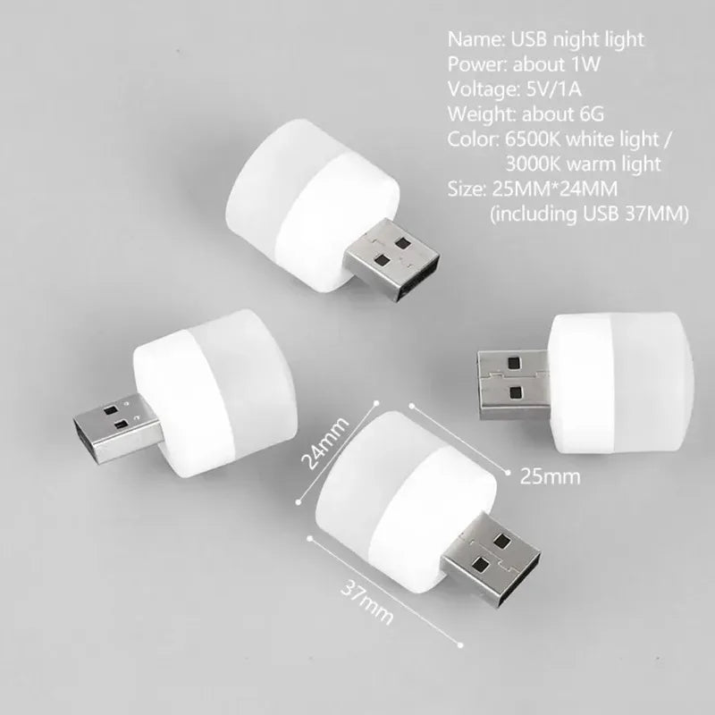 Mini USB LED Night Light – Plug-In Portable Reading Lamp