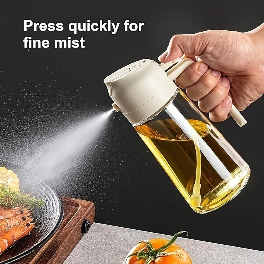 2in1 470ml Glass Spray Oil Sprayer Bottle Spray Oil Dispenser Oil Jar Cruet BBQ Kitchen Baking Roasting Picnic Kitchen Tool Zpaxo white-scale-free