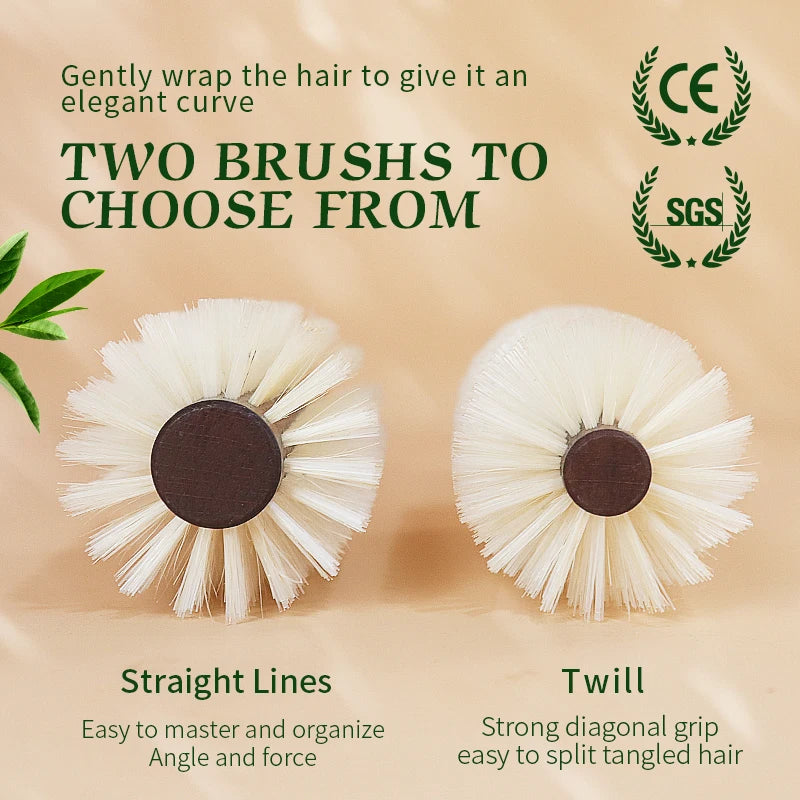 BOOMSLIFE Personalized Name Cork handle Round Barrel Hair Comb For Curling Boar Bristles Round Hair Brush Roller Wooden Comb Zpaxo