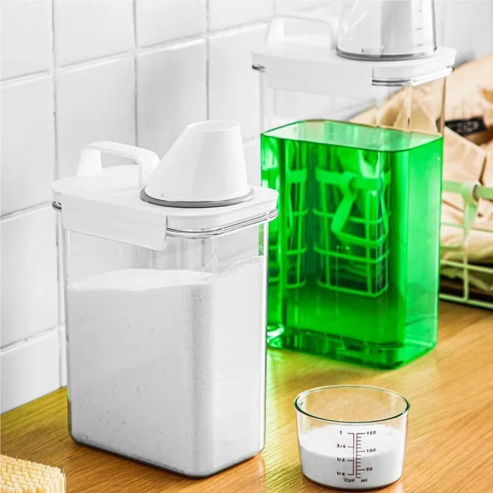 Airtight Laundry Detergent Dispenser Powder Storage Box Clear Washing Powder Liquid Container with Lids Jar Zpaxo