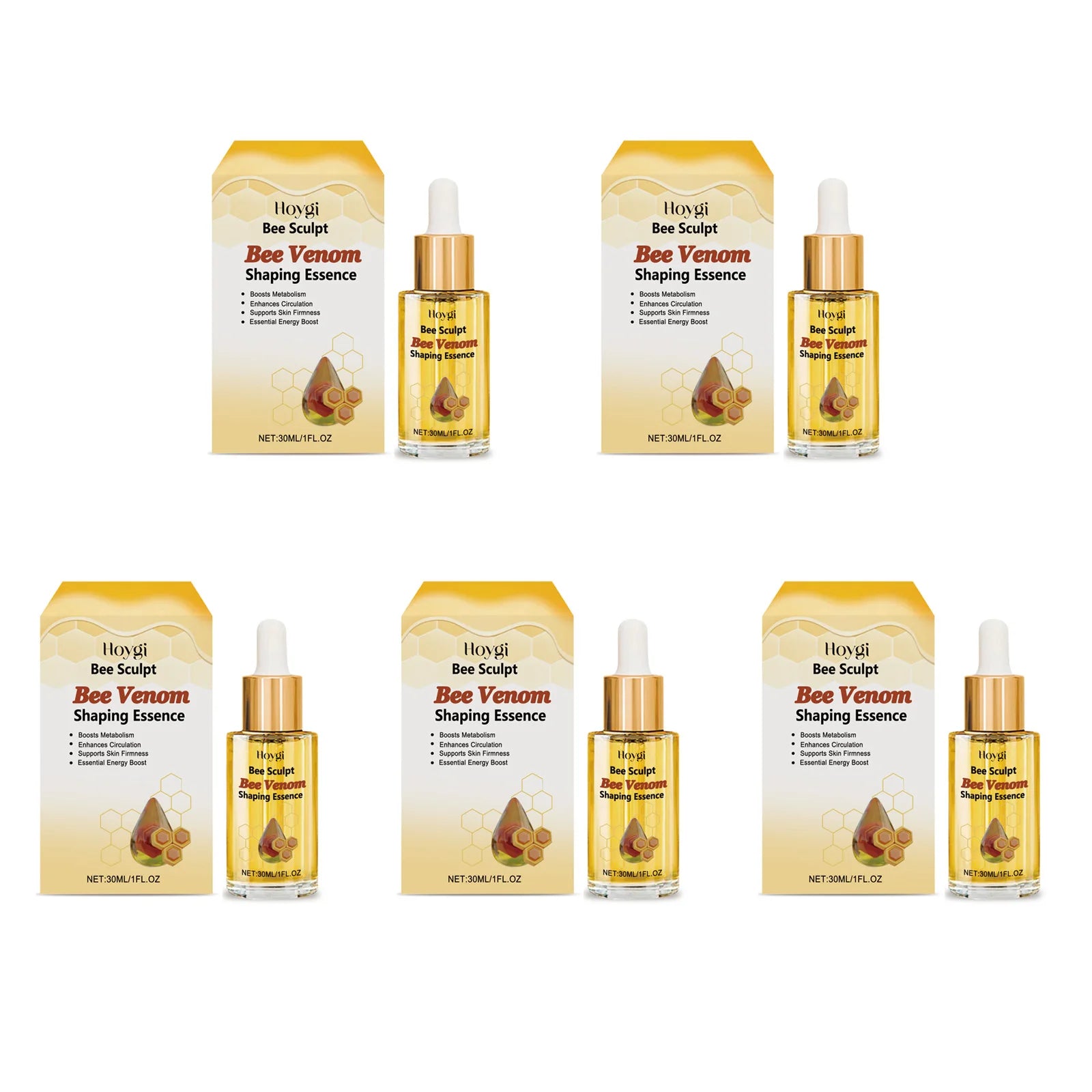 Hoygi Bee Venom Slimming Firming Body Oil – Anti-Cellulite Body Slimming Oil Zpaxo 5Pcs 30ml