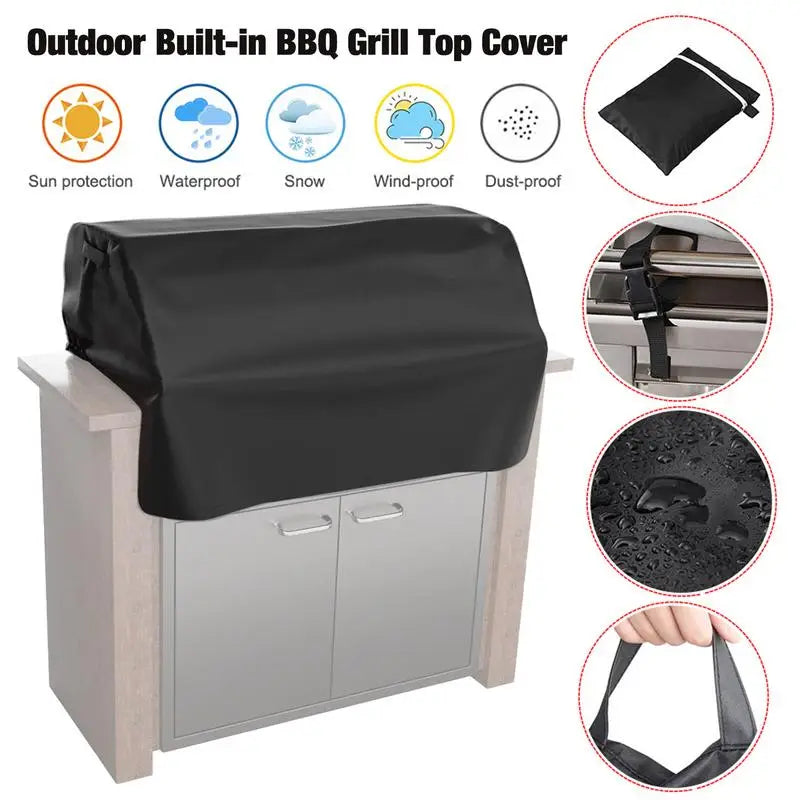 BBQ Grill Top Cover Water Resistant Built In Grill Cover Dust Cover 210D Oxford Cloth Barbecue Grill Cover Camping Accessories Zpaxo