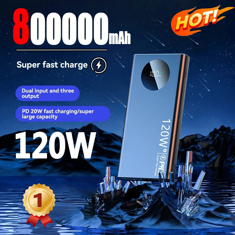 80000mAh Capacity Power Bank 120W Fast Charging Powerbank Portable Zpaxo