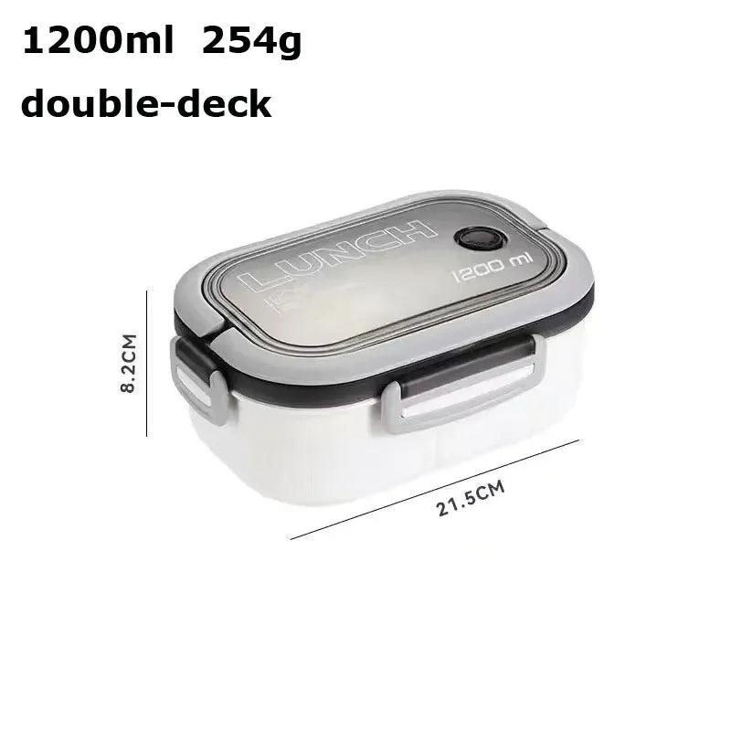 2-Layer Leak-proof Bento Box Fork Spoonmicrowave Safe Lunch Container Zpaxo WHITE