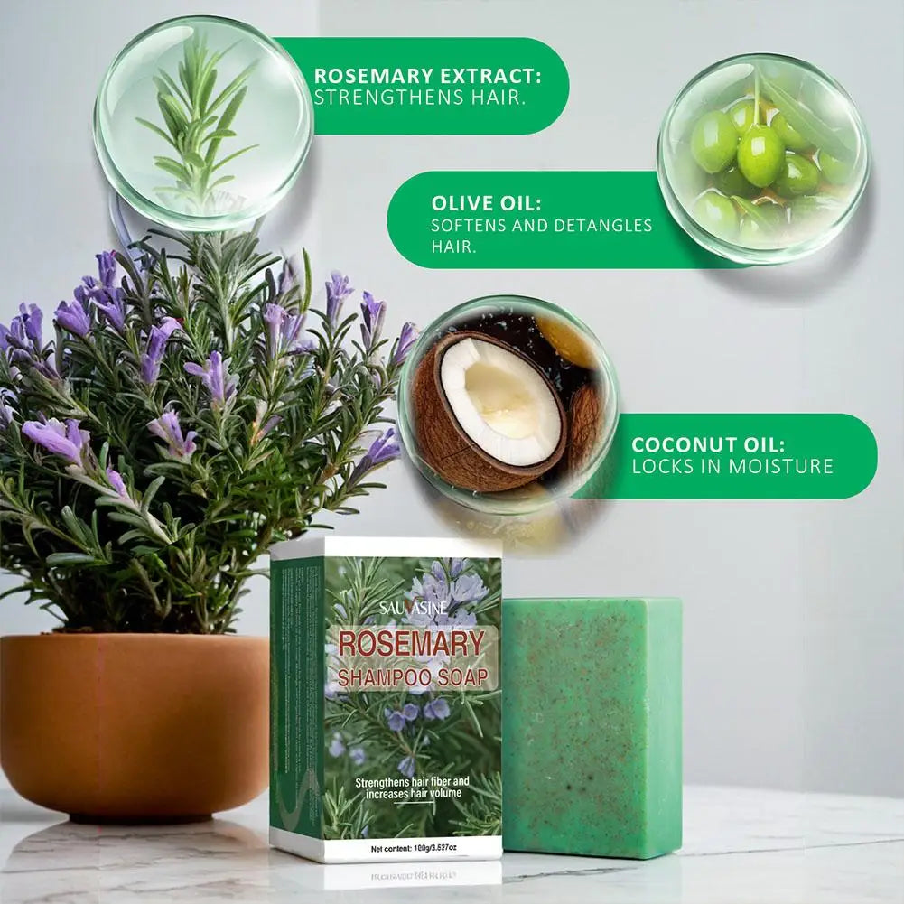 Rosemary Shampoo Bar For Hair Growth Anti Hair Loss Biotin Volumizing Hair Soap Strengthening Thickening Scalp Treatment 100g Zpaxo