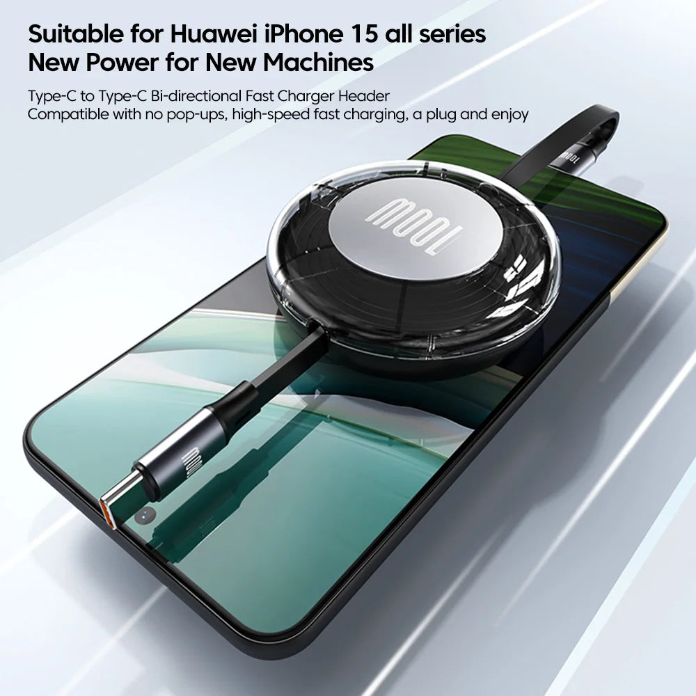 Retractable PD 100W Cable USB C Fast Charging Iphone 16 15 Huawei Zpaxo