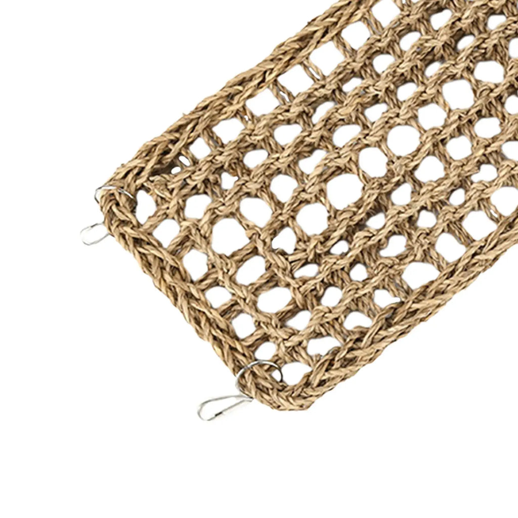Parrot Climbing Rope Ladder with 4 Hooks Parrot Hanging Grass Woven Net Hammock for Macaws Finches Parakeet Budgie Chewing Zpaxo