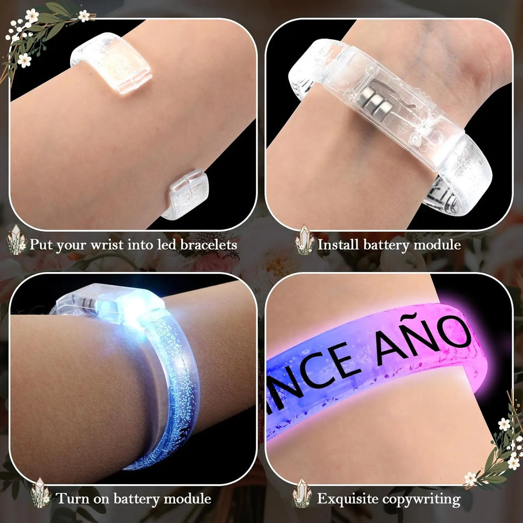 12 24 36 Custom LED Bracelets Light-up Wedding Parties Birthday Party