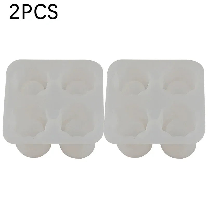 Silicone Shot Glass Mold 4 Cavities Round Ice Reusable Non-stick Zpaxo White-2PCS