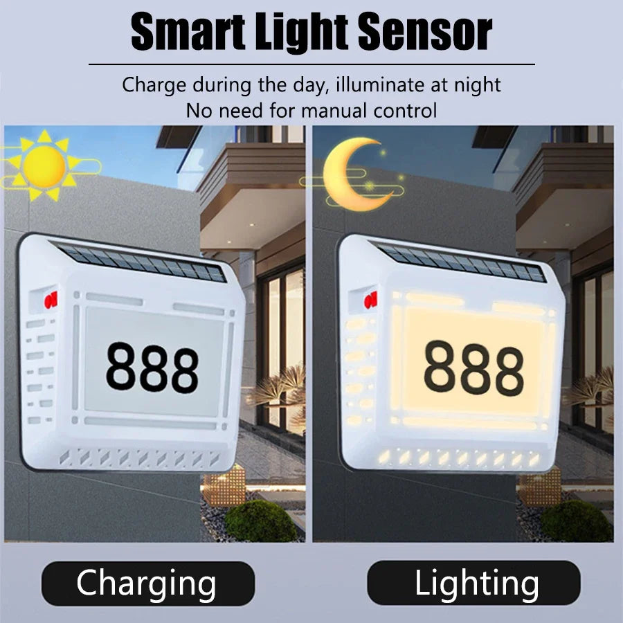 Solar LED Wall Lamp – Outdoor House Number Floodlight, USB Charge