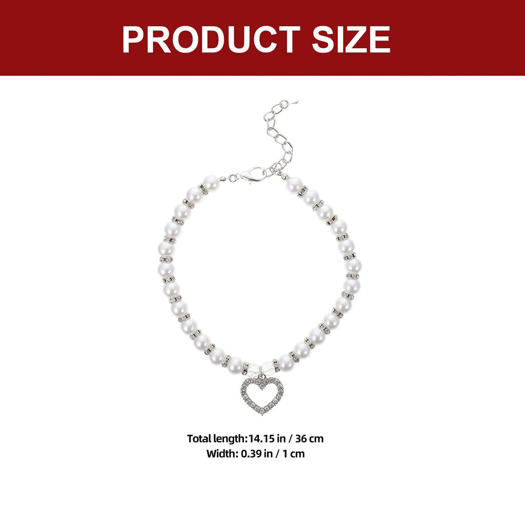 Dog White Pearl Collar Elegant Charming Lightweight Comfortable Pet