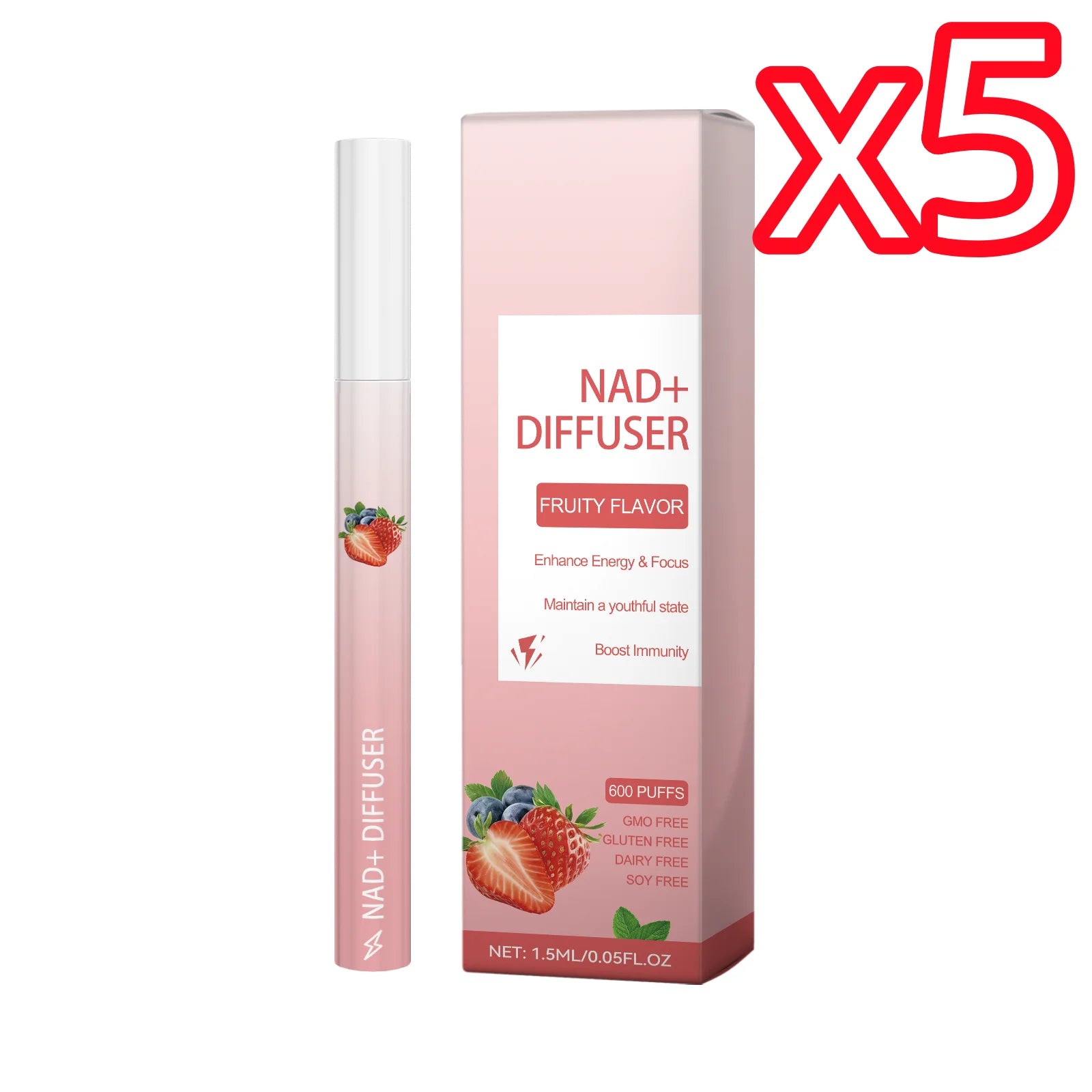 NAD+ Herbal Energy Diffuser Stick | Focus, Immunity & Vitality Herbal Inhalation Diffuser Zpaxo 1pc boxed x 5