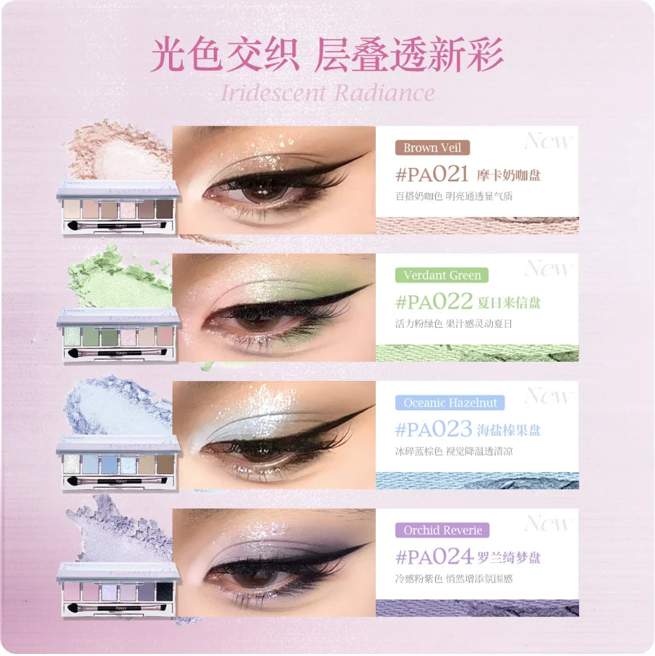 Eunarz Eyeshadow Palette 6 Colors Blue Matte Satin Shimmer Impact Zpaxo