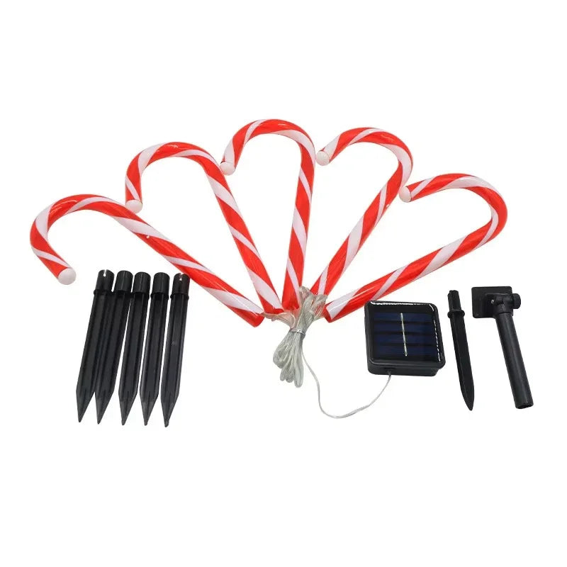 Solar Powered Ground Stick Crutch Lights String Christmas Outdoor Zpaxo