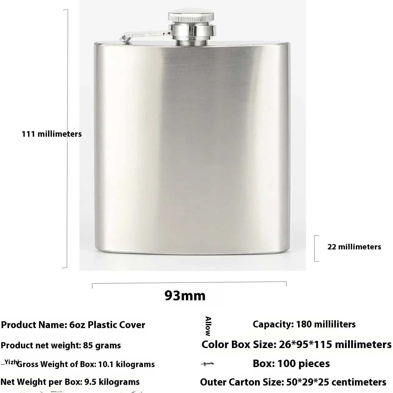 Hot Sale 4-12oz Stainless Steel Hip Flask with Funnel Pocket Hip Flask Alcohol Whiskey Hip Flask Screw Cap Zpaxo 6 oz