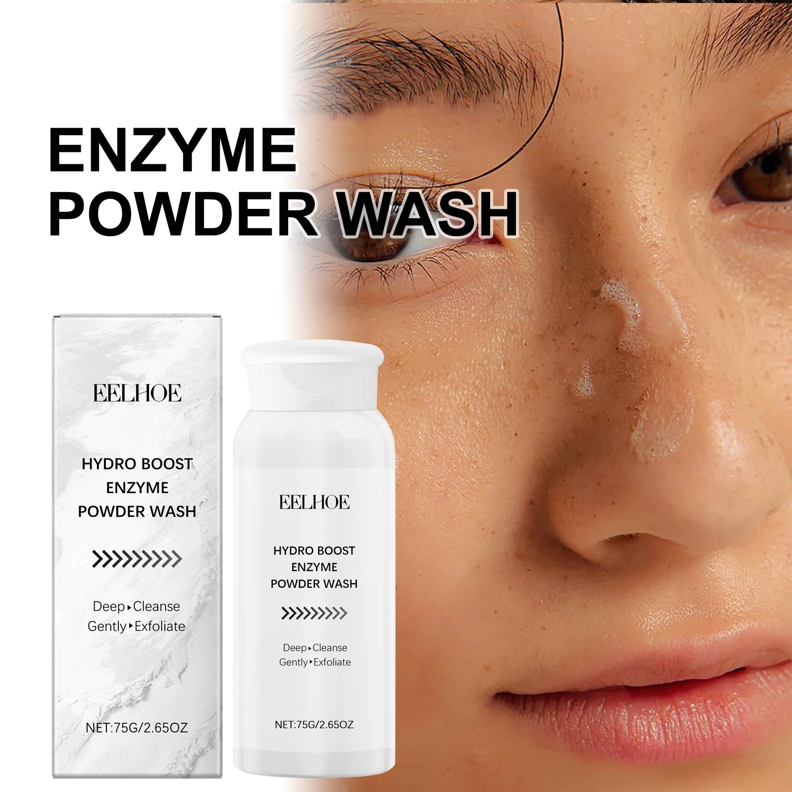 Gentle Enzyme Face Wash Powder Exfoliating for Sensitive Skin Brightening Cleanser Removes Oil Impurities Travel Friendly 75g Zpaxo
