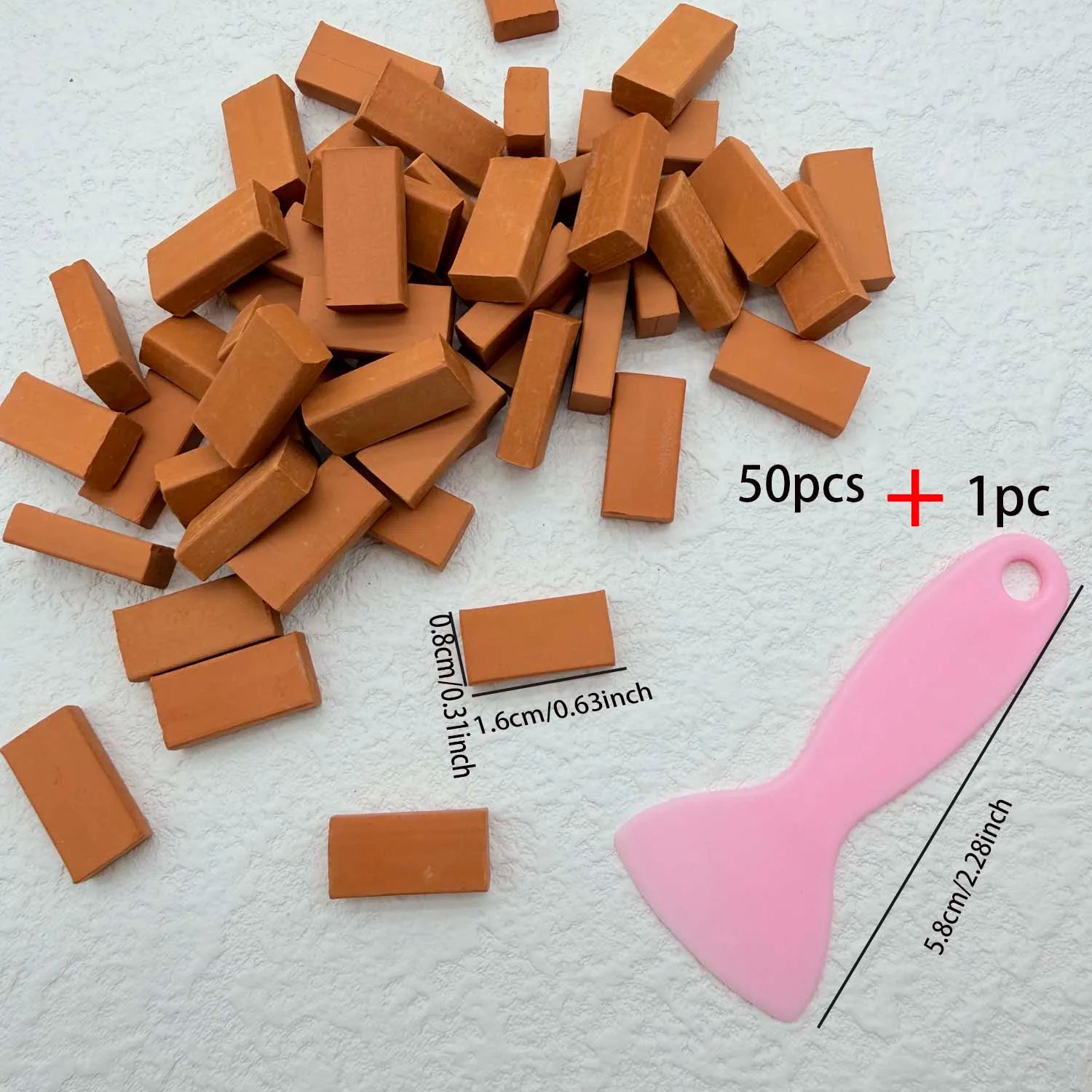1/16 Scale Miniature Clay Brick Set with Scraper – Red Wall Bricks Miniature Building Set Zpaxo orange