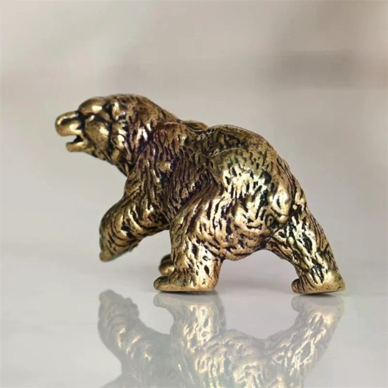 Animal Figurines Miniatures Children Toy Gifts Brass Cute Small Bear Statue Office Desk Ornaments Decorations Crafts Collections Zpaxo