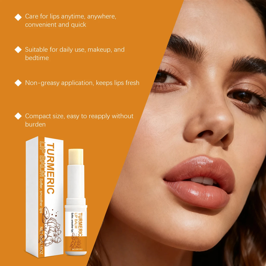 Turmeric Lip Balm Moisturizer Anti-Cracking Remove Dark Lightening Melanin Lip Gloss Exfoliating Soothing Hydrating Lip Stick Zpaxo
