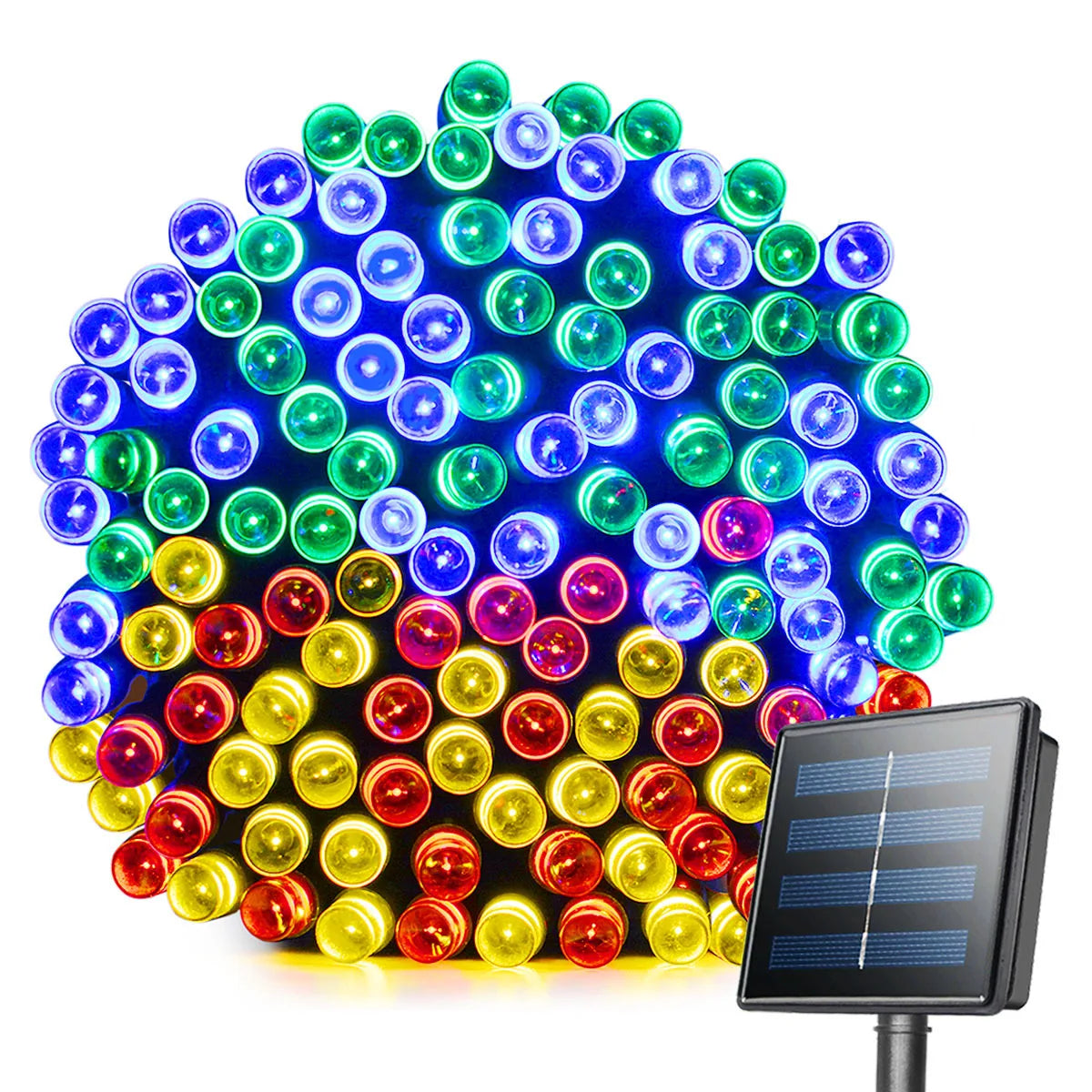 Solar Fairy Lights String Outdoor Waterproof RGB Upgraded Panel Lamp Zpaxo