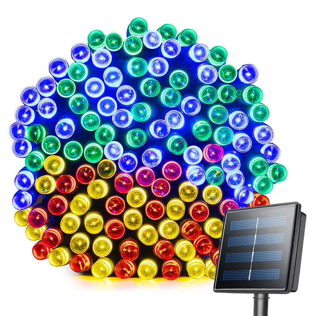 Solar Fairy Lights String Outdoor Waterproof RGB Upgraded Solar Panel Lamp Garland Christmas Home Decoration 2024 Party Garden Zpaxo