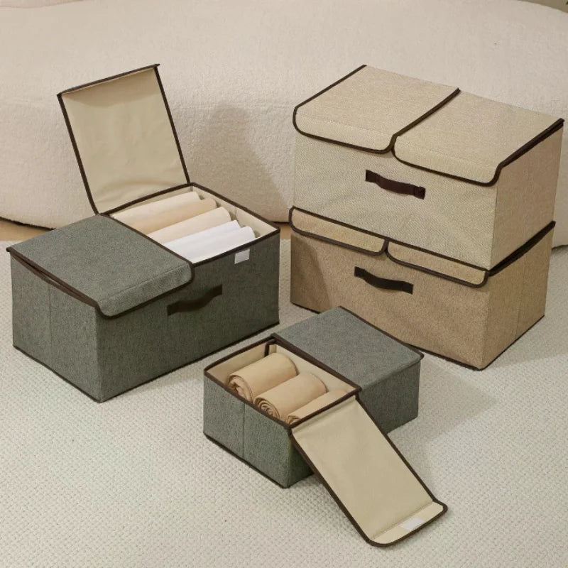 Foldable Clothes Storage Box Household Fabric Organizer Lid Dustproof Zpaxo