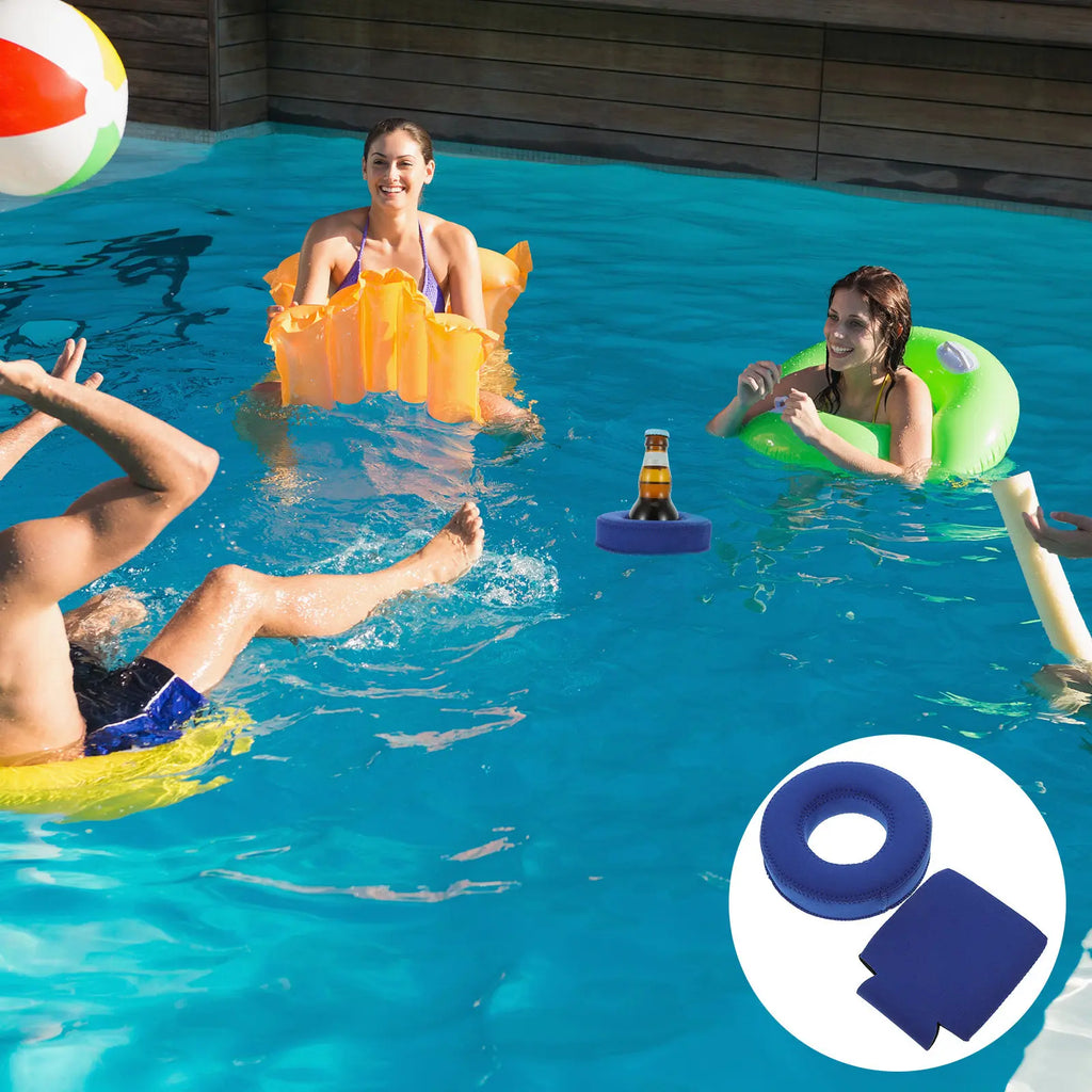 1Set Neoprene Floating Drink Holder Can Bottle Cooler Sleeve Buoyant Pool Beach Lake River Hot Tub Spa Floatation Drink Carrier Zpaxo Default Title