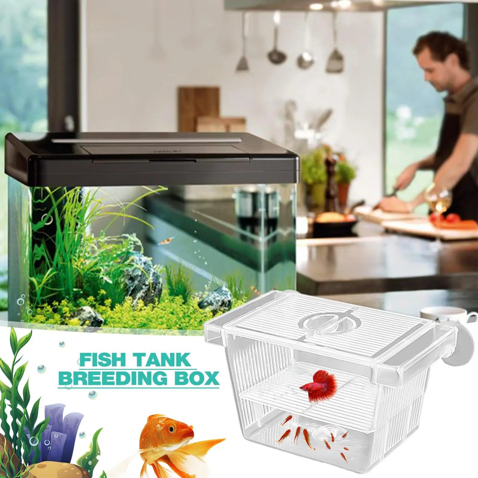 Aquarium Fish Breeder Box Clear Betta Fish Tank Fish Breeding Isolation Box Hatching Incubator Box For Baby Fish Shrimp Trap Box Zpaxo