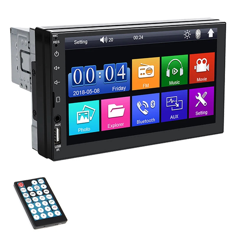 HIPPCRON 7-Inch Touchscreen 1 DIN Car MP5 Player Wireless AUX USB