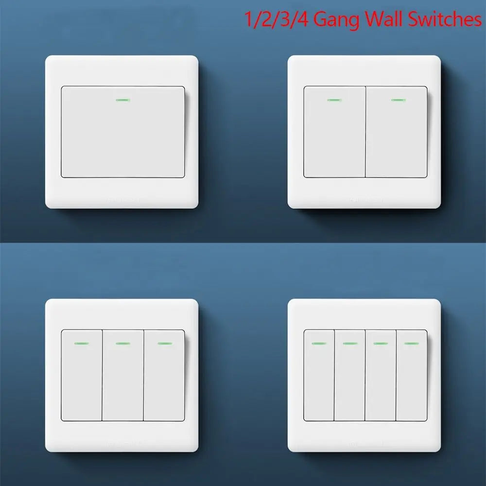 1/2/3/4 Gang Wall Light Switch Panel with Indicator Light