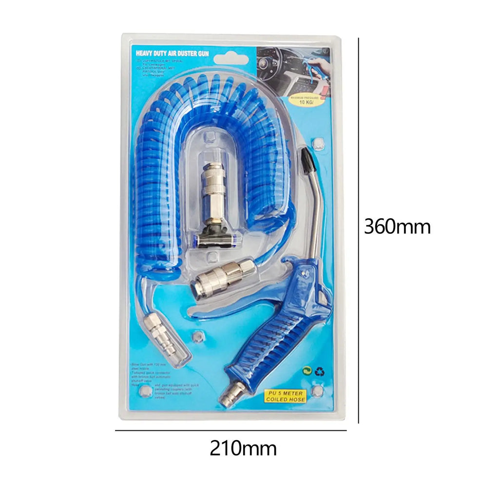 Air Blow Duster Set with 5 Meter Long Coil Pu Hose for Truck Air Compressor Dust Removal Air Duster Cleaning Nozzle Tool Zpaxo
