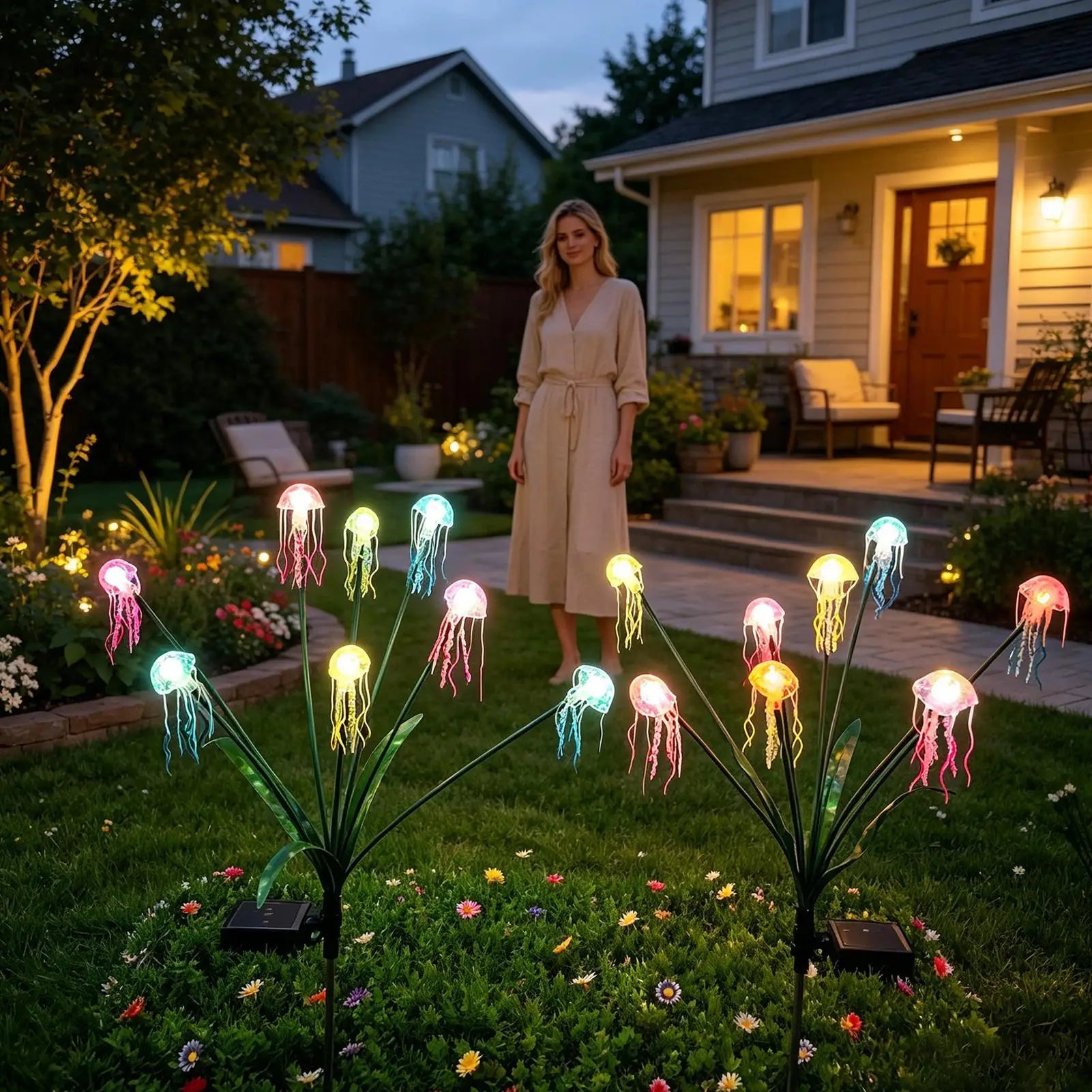 Garden Solar Lights Jellyfish Design Waterproof Pathway Lighting
