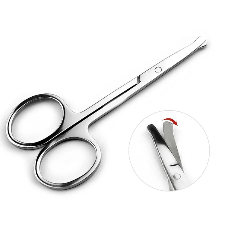 Mini Stainless Steel Portable Curved Mustache Eyebrow Nose Ear Hair Remover Scissor Trimmer Safety Tips Nail Cuticle Cutter Zpaxo Round tip
